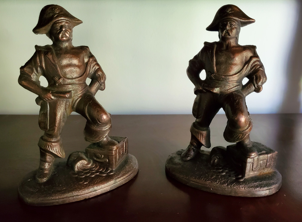 Antique Cast Iron Pirate Bookends Skipjack Nautical Wares