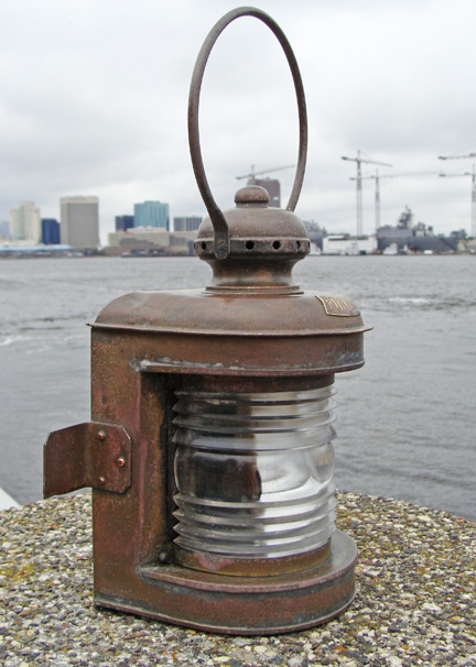 Brass bow light, Robert Findlay, Brooklyn, NY.: Skipjack Nautical