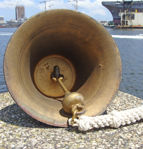 Vintage USN United States Navy Brass Nautical Ship Boat Bell WWII CLEAN  RARE