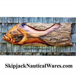 Exceptional Carved Fish on Old Growth Natural Cypress