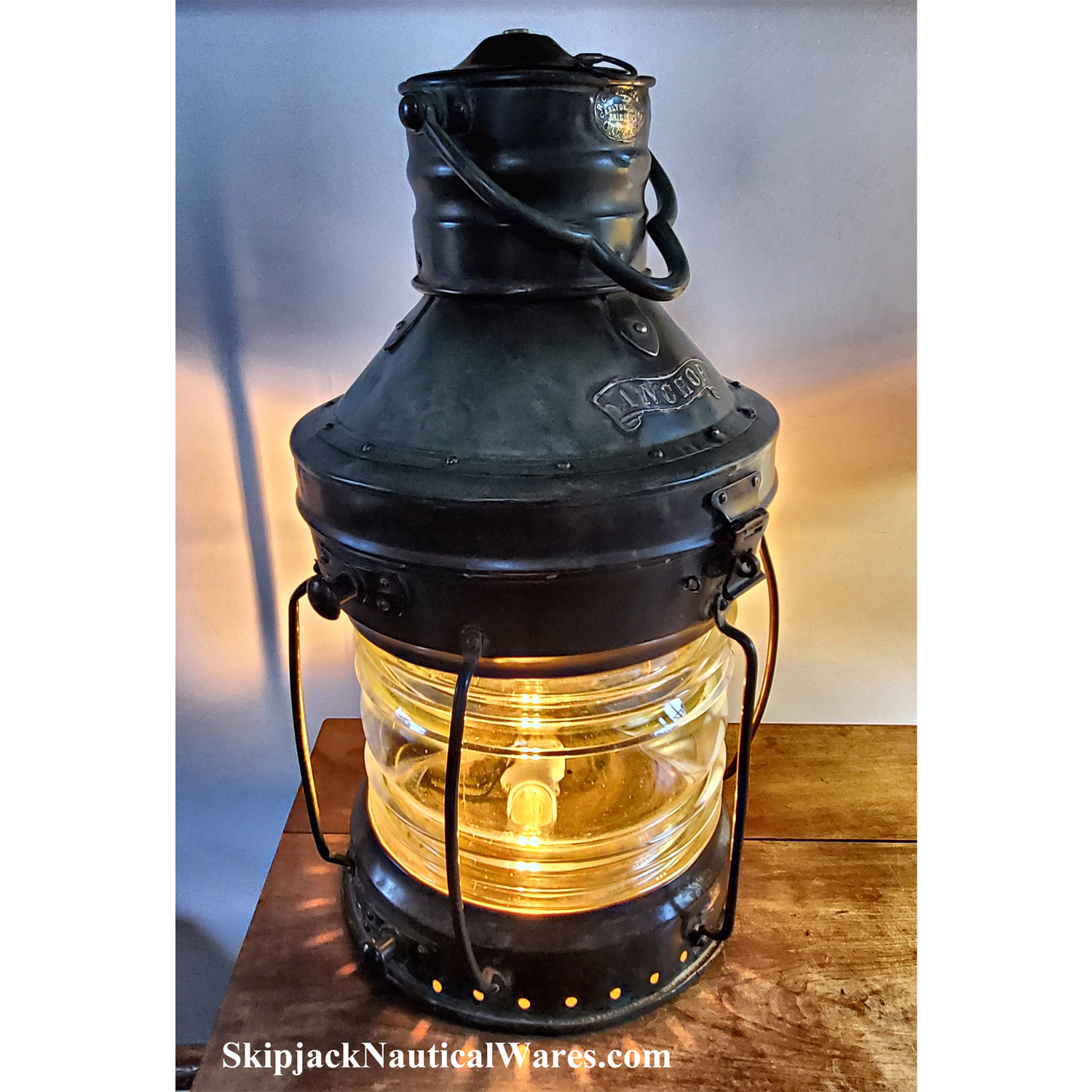 Nautical Maritime Brass Boat Light Antique Hanging Oil Lamp Ship Anchor  Lantern