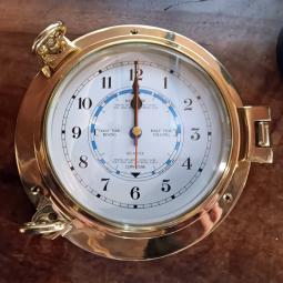 Nautical Brass Porthole Tide Clock (quartz, new)