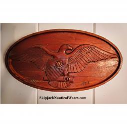 Carved Mahogany Federal Eagle Oval Plaque