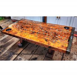 WWII Liberty Ship Hatch Cover  Coffee Table With International Coins