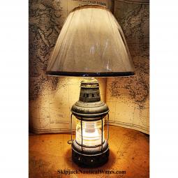 Antique Galvanized Metal Anchor Lantern Table Lamp- Nautical Lamps & Lighting