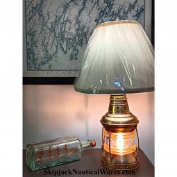 Vintage brass anchor lantern nautical table lamp.