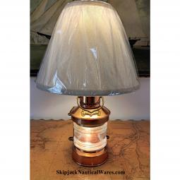 Vintage Copper & Brass Nautical Table Lamp- Dutch Made Mast light