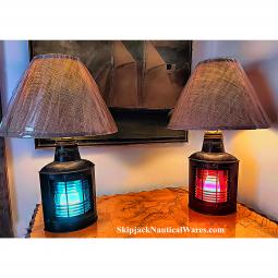 Matching Pair of Early 20th Century Port & Starboard Lights- Repurpsed Nautical Table Lamps