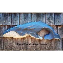 Carved Wood Half Sperm Whale With Flipped Tail by Tom Waite