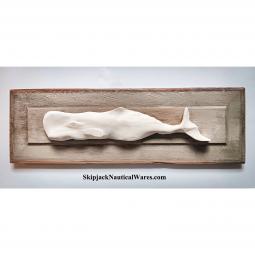 Carved Wood White Sperm Whale by Tom Waite
