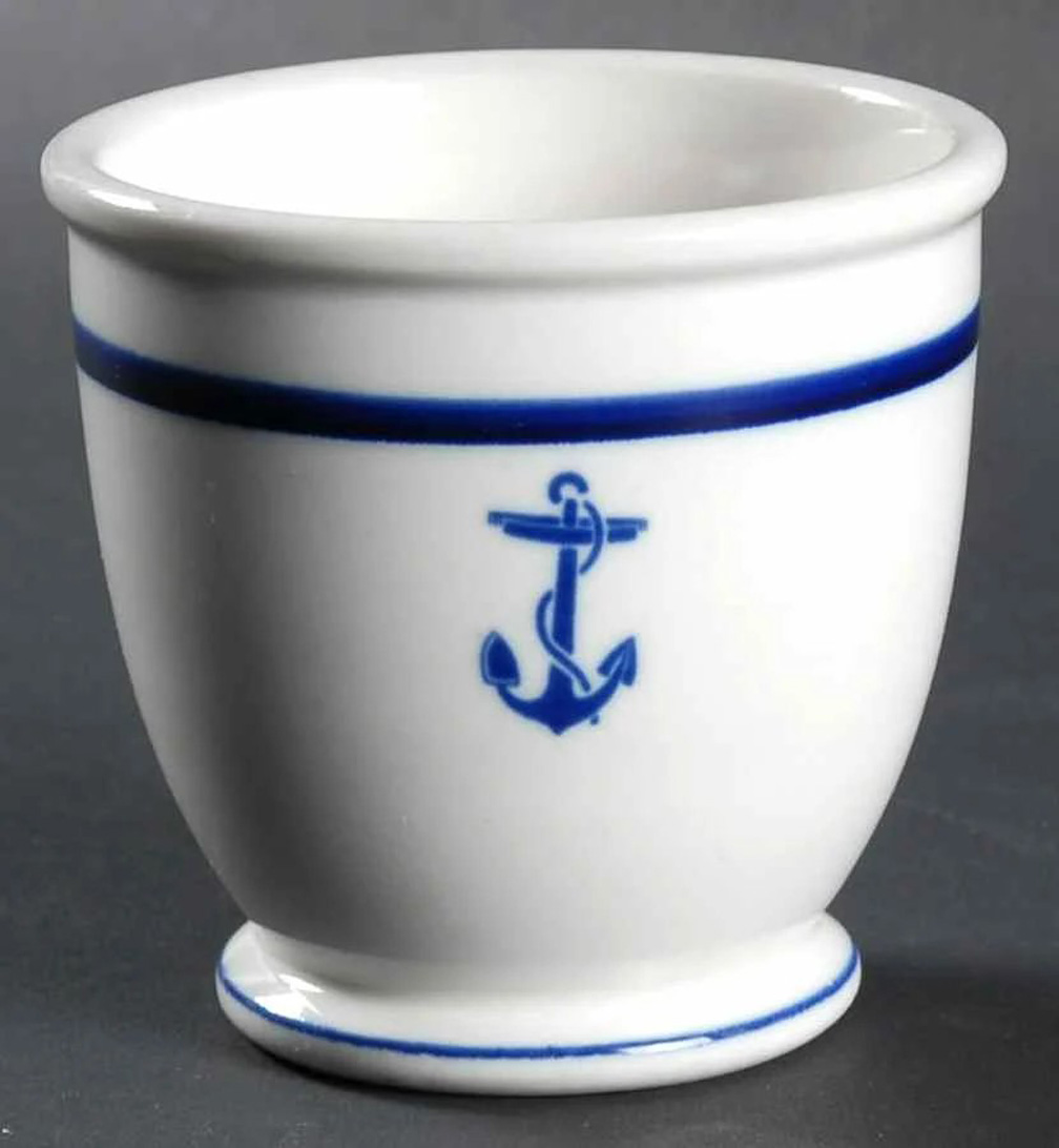 Ceramic White and Blue Single Egg Cup