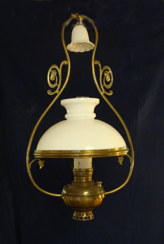 Antique Brass Ship's Salon Lantern by Miller Lamp Company: Nautical Wares