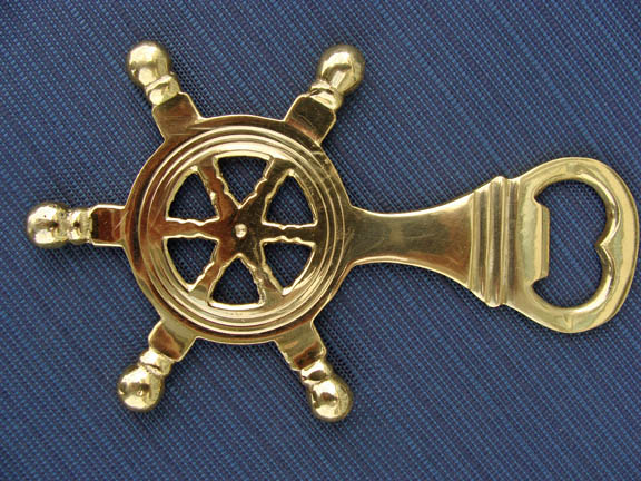Brass Ships Wheel Bottle Opener (new): Skipjack Nautical Wares