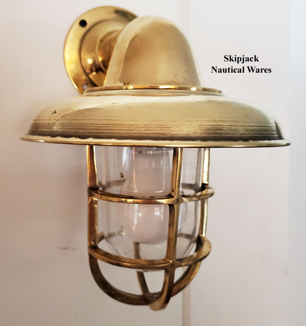 Nautical Brass Wall Sconce With Brass Rain Cap