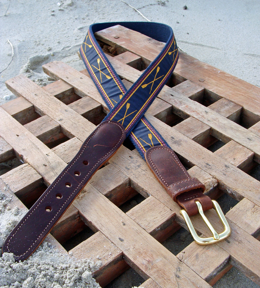 Compass Rose Anchor Sailing Leather Belt 